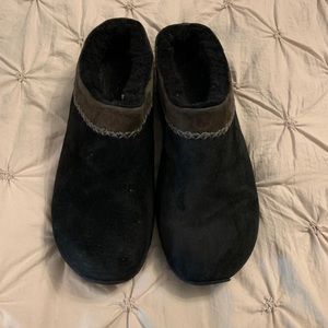 Black suede Merrell Clogs